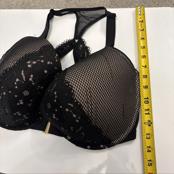 Cacique Women’s 40H Black Front-Close Smooth Boost Plunge Padded Bra Lace Back - Picture 15 of 15